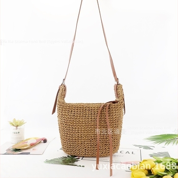 Válltáska papírból készült zsinórral, kötött stílus, vízszintes négyzet alakú, cipzár, bélés poliészter-pamut