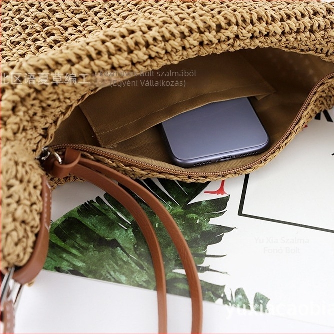 Válltáska papírból készült zsinórral, kötött stílus, vízszintes négyzet alakú, cipzár, bélés poliészter-pamut