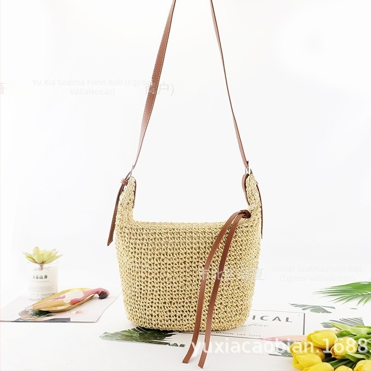 Válltáska papírból készült zsinórral, kötött stílus, vízszintes négyzet alakú, cipzár, bélés poliészter-pamut