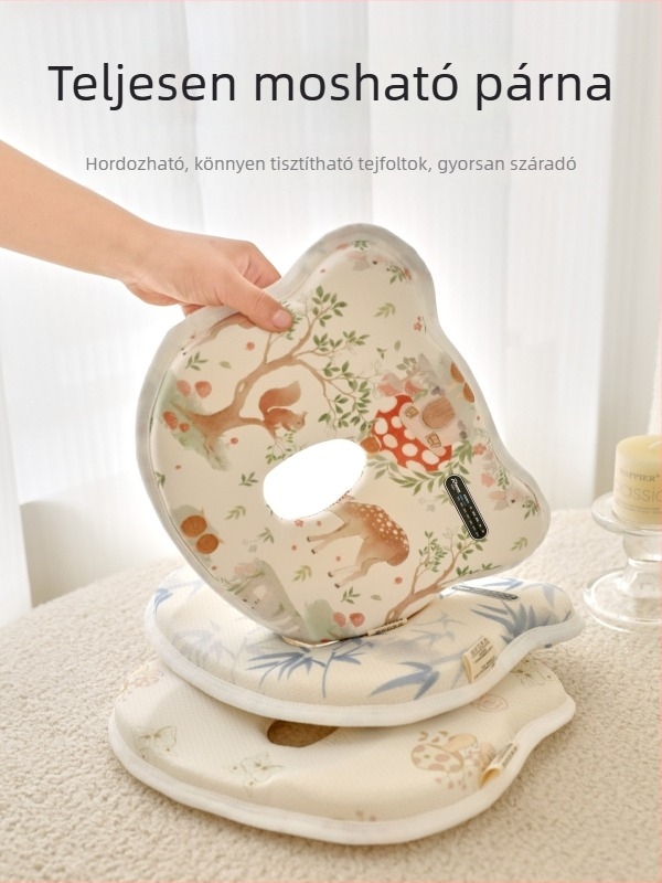 Buffie Bear Csecsemő párna 0–6 hónapra, izzadság-elszívó és lélegző, plagiocephalia elleni, szilikon formázó párna
