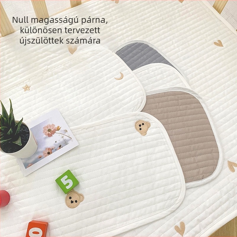 Koreai stílusú quiltelt újszülött fejtámasz, 100% pamut, Kapok töltet, téglalap alakú, magasság 1-5 cm