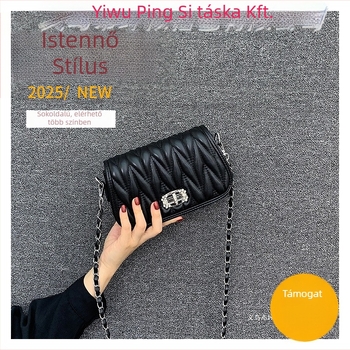 Vállon átívelő crossbody táska poliészterből, horizontális négyzet alakú, belső cipzáras zseb, puha tapintású, 2025 tavasz kiadás.