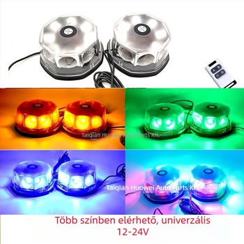 LED mennyezeti lámpa autóhoz és teherautóhoz villogó figyelmeztető jelzéssel, mágneses rögzítés, 12-24V, 20W