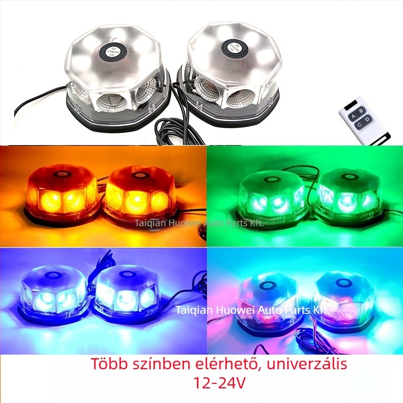 LED mennyezeti lámpa autóhoz és teherautóhoz villogó figyelmeztető jelzéssel, mágneses rögzítés, 12-24V, 20W