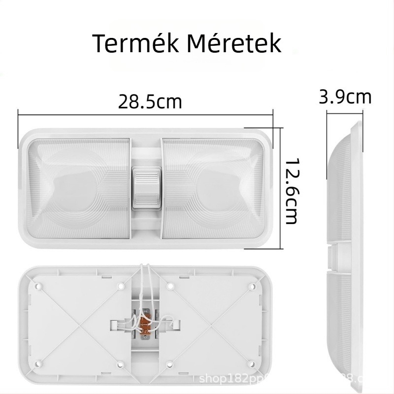 RV belső olvasólámpa, ultrafényes, 48 LED, alumíniumötvözet + akril, 12V DC, 10W, olvasólámpa, felszerelés plafonra/ajtóra/tárolórekeszbe
