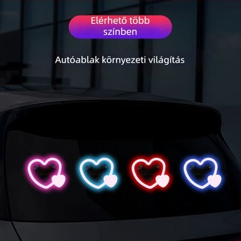 Napelemes autó belső LED neon háromszög világítás szív-hangulattal – Modell SP03, ABS, 0.5W, 5V, 0.1A
