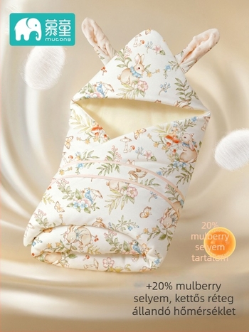 Újszülött takaró - 95% pamut, selyem töltőanyag, négy évszak, rajzolt minta, Mu Tong márka