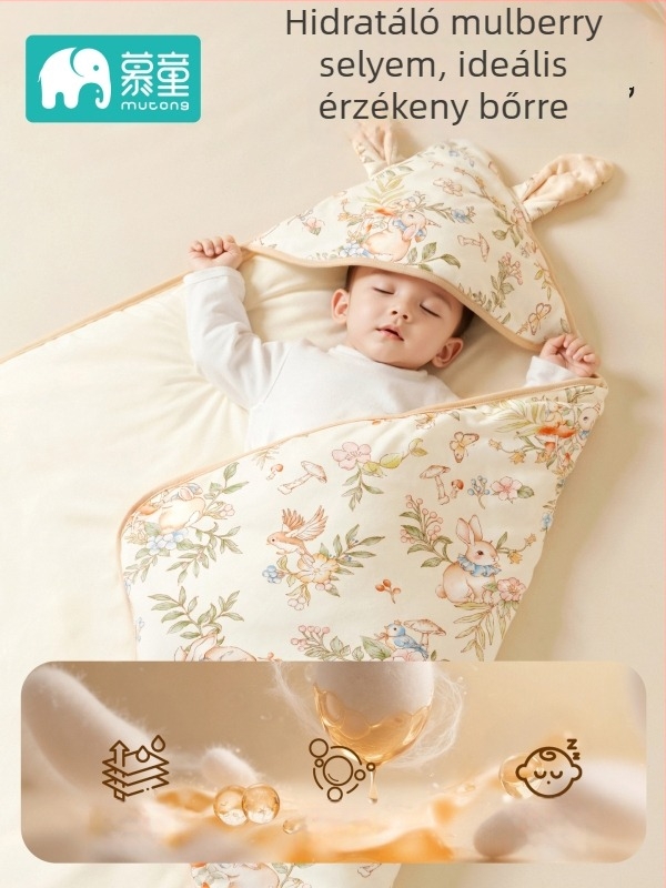 Újszülött takaró - 95% pamut, selyem töltőanyag, négy évszak, rajzolt minta, Mu Tong márka