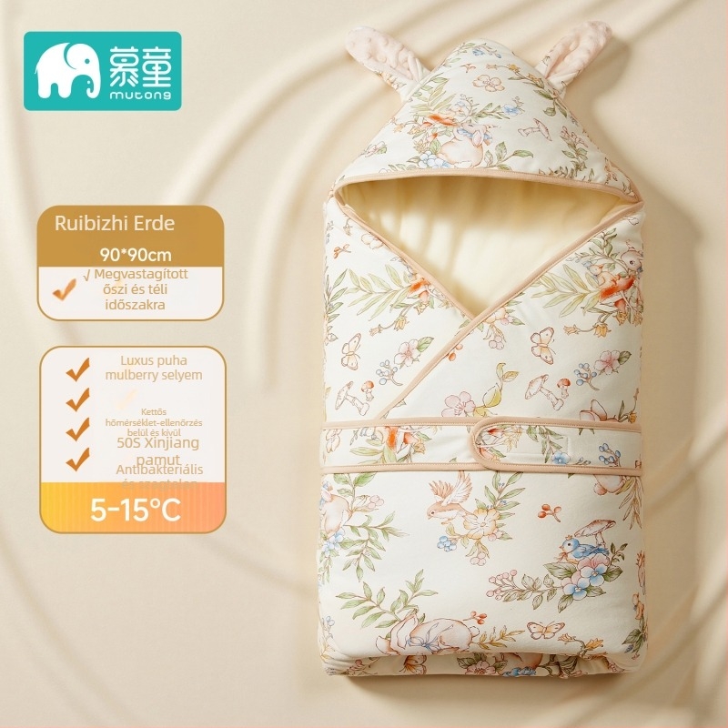 Újszülött takaró - 95% pamut, selyem töltőanyag, négy évszak, rajzolt minta, Mu Tong márka