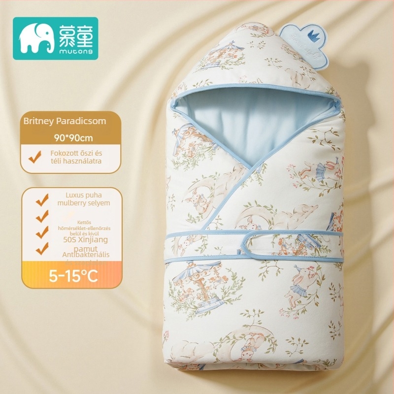 Újszülött takaró - 95% pamut, selyem töltőanyag, négy évszak, rajzolt minta, Mu Tong márka