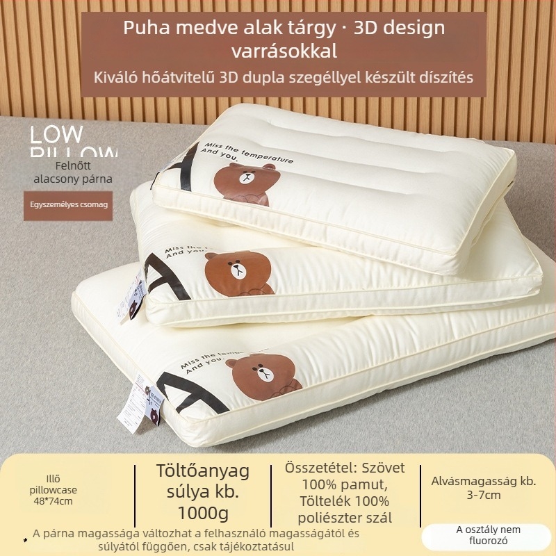 Párna gyerekeknek — téglalap alakú; töltet mikroszálas antibakteriális szálakkal; külső anyag 100% pamut