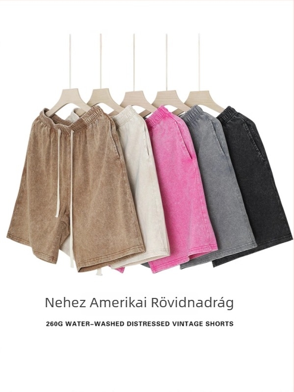 Férfiaknak laza capri rövidnadrág, több mint 95% pamut, középmagas derék, koreai stílus