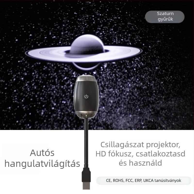 Autó USB Csillagos Ég Projekciós Lámpa – 5V, 2W, 1A, Modell JN-148, SUV/MPV-kompatibil