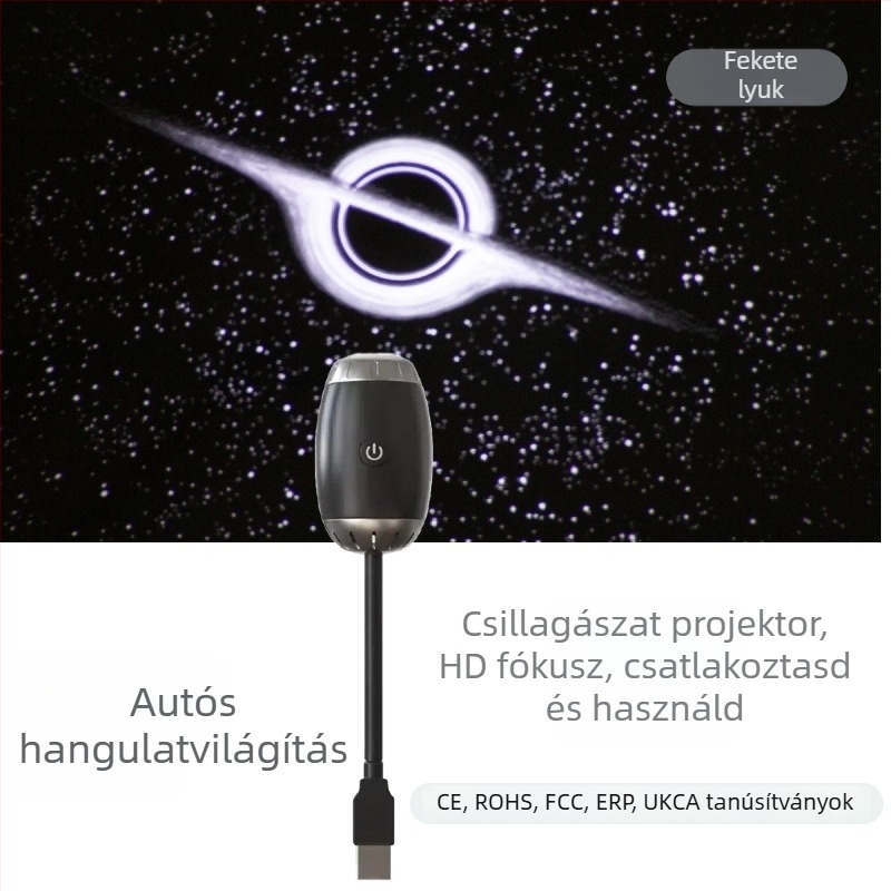 Autó USB Csillagos Ég Projekciós Lámpa – 5V, 2W, 1A, Modell JN-148, SUV/MPV-kompatibil