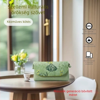 Női kínai stílusú selyem mobiltelefon-táska, belső kártyatartóval, cipzáros külső rész, vízszintes négyzet alakú forma