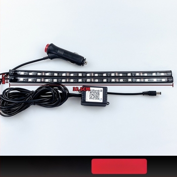 Autó belső LED hangulatvilágítás szett, 4-csatornás, alkalmazás-vezérelt, színváltó, lábtér világítás, testreszabható beállítások, USB 5V vagy 12V tápegység
