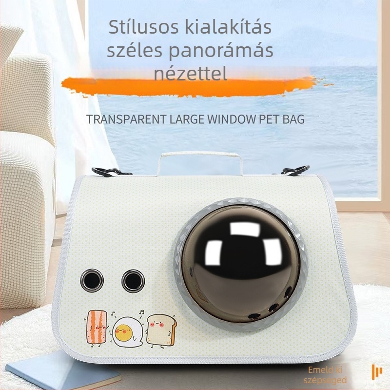 Háziállatok kültéri táska - Oxford anyag, nagy kapacitás, Cartoon mintázat, közepes keménység, repülőgépes szállításra kompatibilis