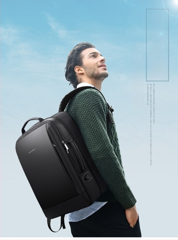 WILLIAMPOLO laptop hátizsák férfiaknak — üzleti utazás, műbőr, kapacitás 20L alatt, ívelt vállpánt, vízálló