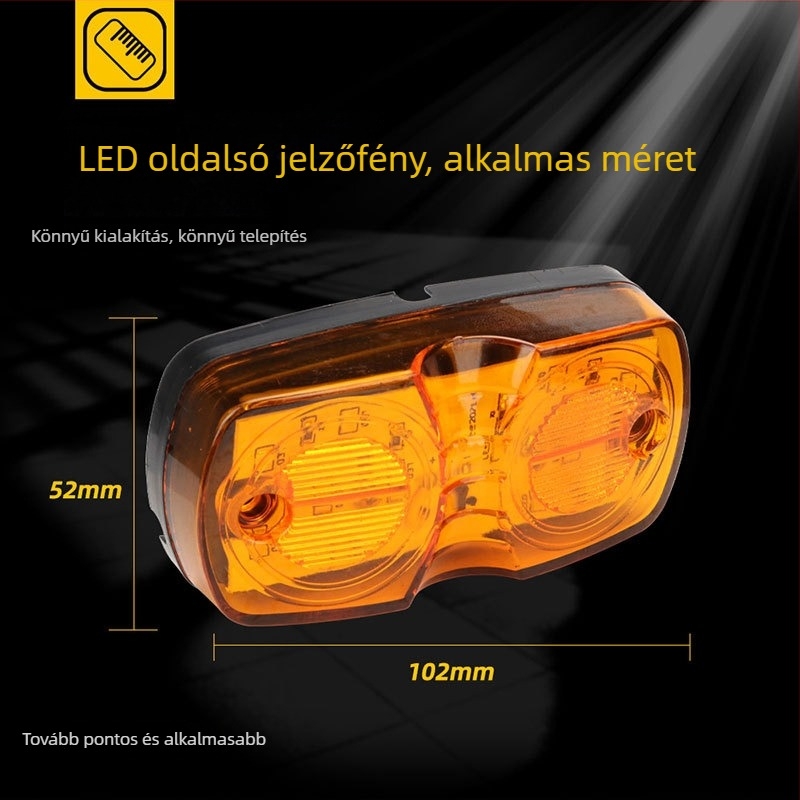 Kamion oldalsó LED lámpák – kettős kör alakú 12 LED jelzőfények, univerzális, PVC 10W 12V TRUCK026