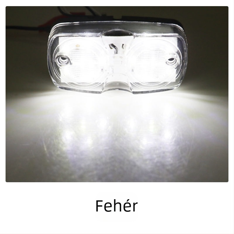 Kamion oldalsó LED lámpák – kettős kör alakú 12 LED jelzőfények, univerzális, PVC 10W 12V TRUCK026