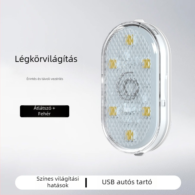 Autó belső hangulatvilágítás, modell FD-ZM2-E8-2, 1.2W, 3.7V, ragasztó szerelés, első és hátsó belső