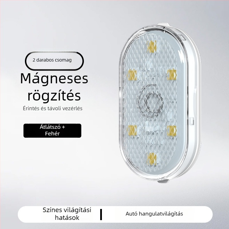Autó belső hangulatvilágítás, modell FD-ZM2-E8-2, 1.2W, 3.7V, ragasztó szerelés, első és hátsó belső