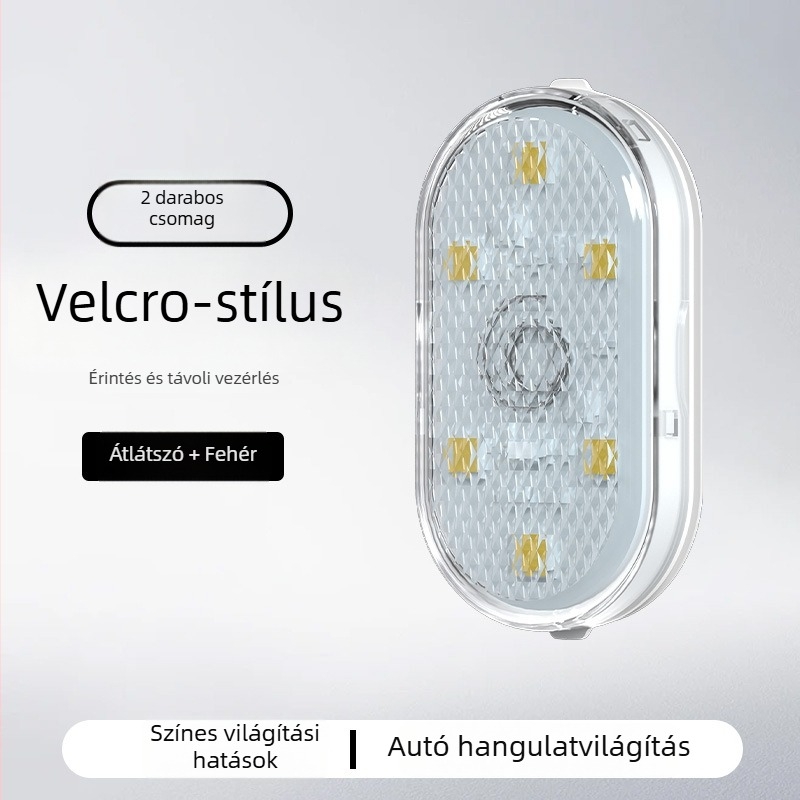 Autó belső hangulatvilágítás, modell FD-ZM2-E8-2, 1.2W, 3.7V, ragasztó szerelés, első és hátsó belső
