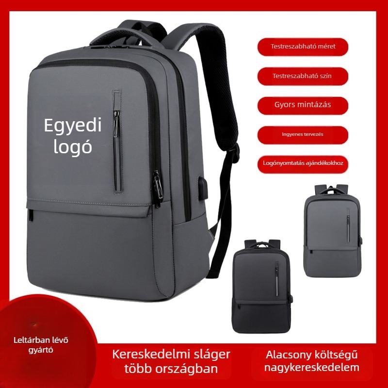 Férfi üzleti laptop hátizsák léggömbös vállpánttal, terheléscsökkentés, bőrmembrán anyag