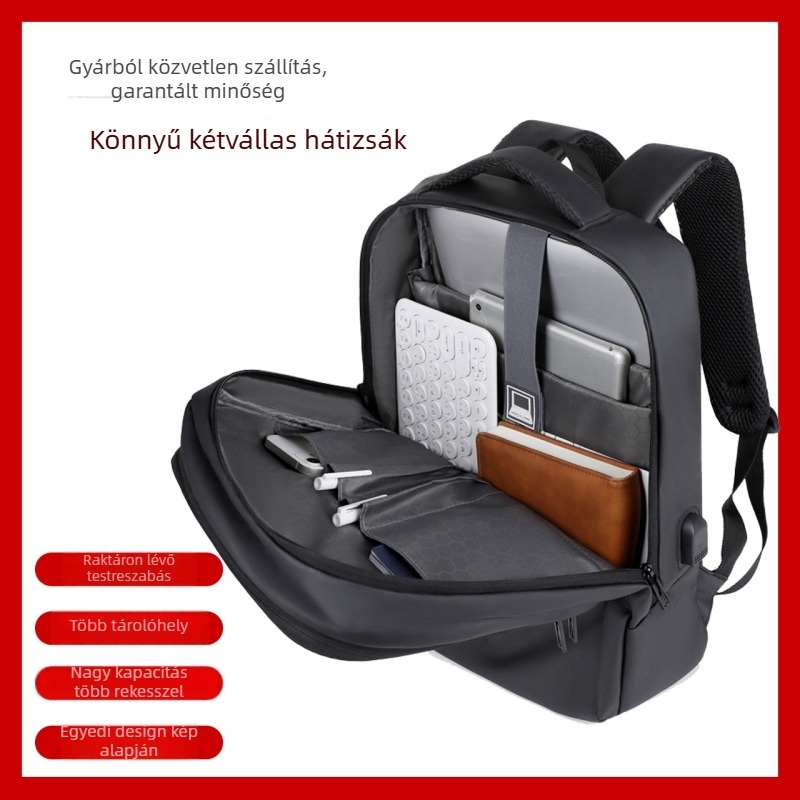Férfi üzleti laptop hátizsák léggömbös vállpánttal, terheléscsökkentés, bőrmembrán anyag