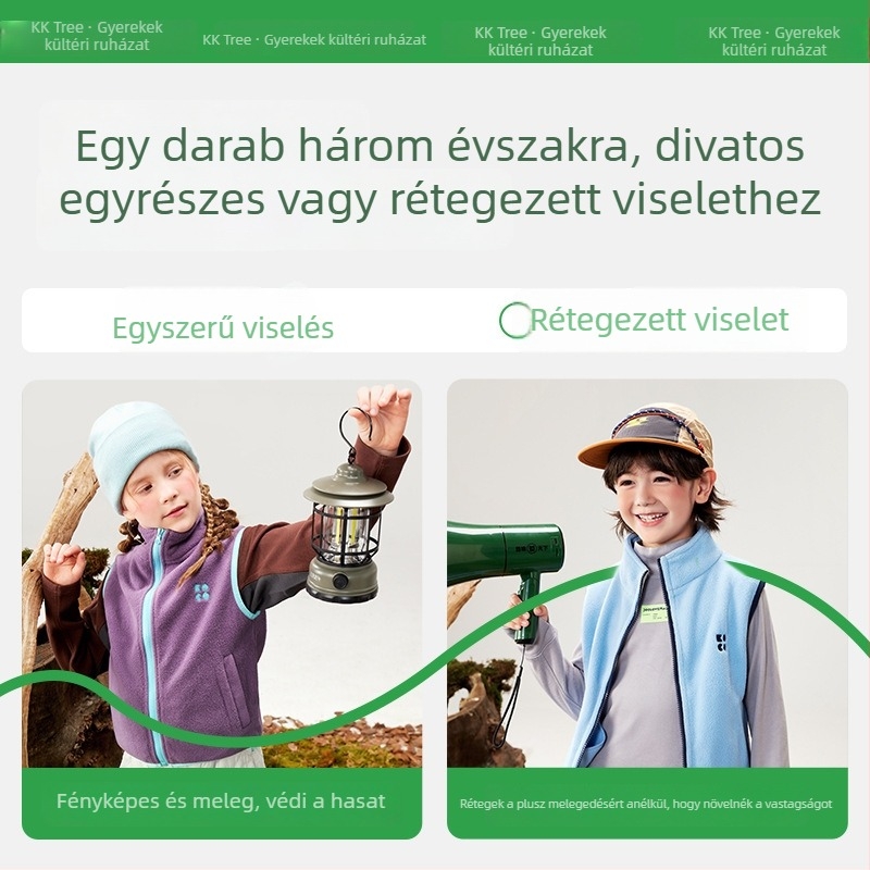 Gyerek mellény, uniszex, 100% poliészter, cipzár, bélés nélküli, tél 2025