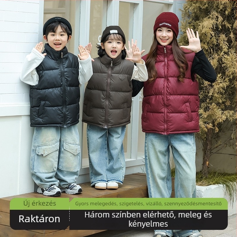 Gyerekeknek készült mellény Koreai stílusú kardigánnal, vastag téli viselet