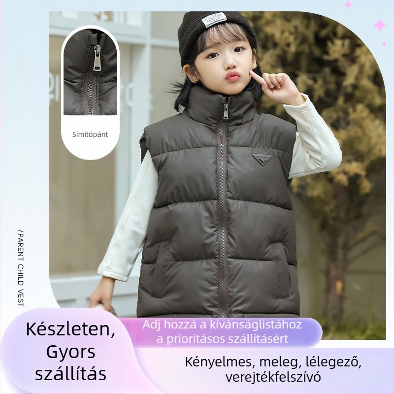 Gyerekeknek készült mellény Koreai stílusú kardigánnal, vastag téli viselet