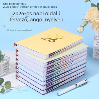 Notebook – 2026-os napi oldalú önfegyelmi tervező naptárral, PU borító, Dowling papír, 80 g/m², 300–400 oldal, Üzleti stílus