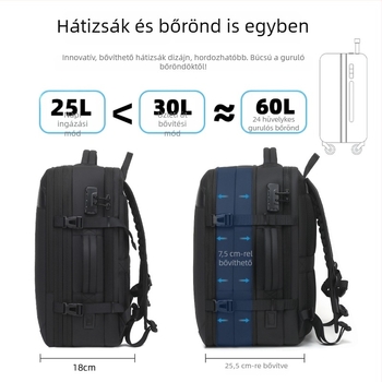 Férfi vákuumos tömörítéses hátizsák üzleti utazásokhoz, 16 hüvelykes laptophoz, nagy kapacitás, Oxford anyag
