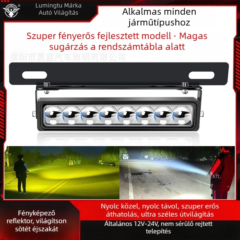 8 LED-es rendszámtábla lámpa, alumínium ház, 8–85V, hosszú hatótávolságú off-road járművekhez