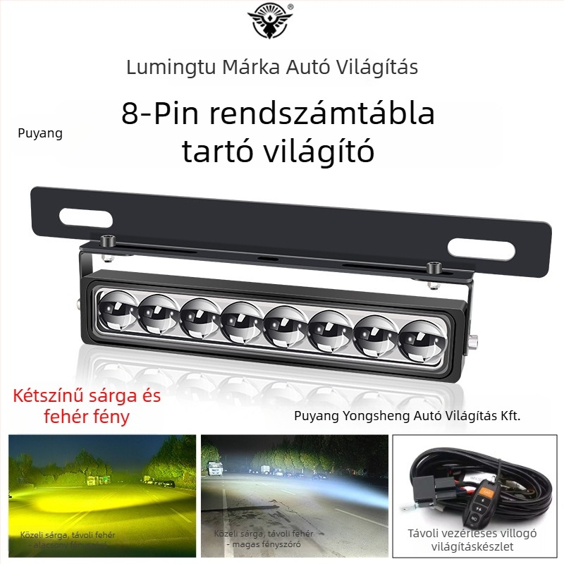 8 LED-es rendszámtábla lámpa, alumínium ház, 8–85V, hosszú hatótávolságú off-road járművekhez