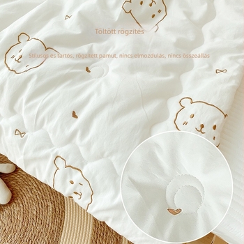 Baba pléd 100% pamut külsővel, selyemrost töltettel, 14 éves korig, egész éves használatra, testreszabható feldolgozás