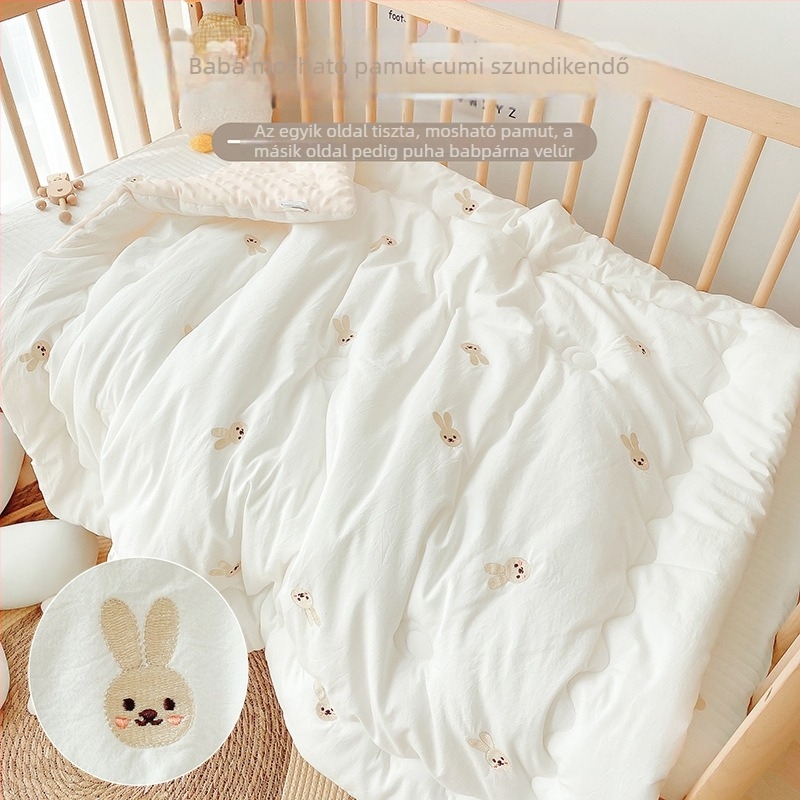 Baba pléd 100% pamut külsővel, selyemrost töltettel, 14 éves korig, egész éves használatra, testreszabható feldolgozás
