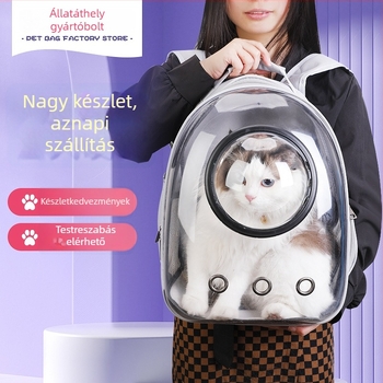 Macskák hátizsákja, átlátszó panellel, kemény burkolat, kapacitás 53, anyag: más