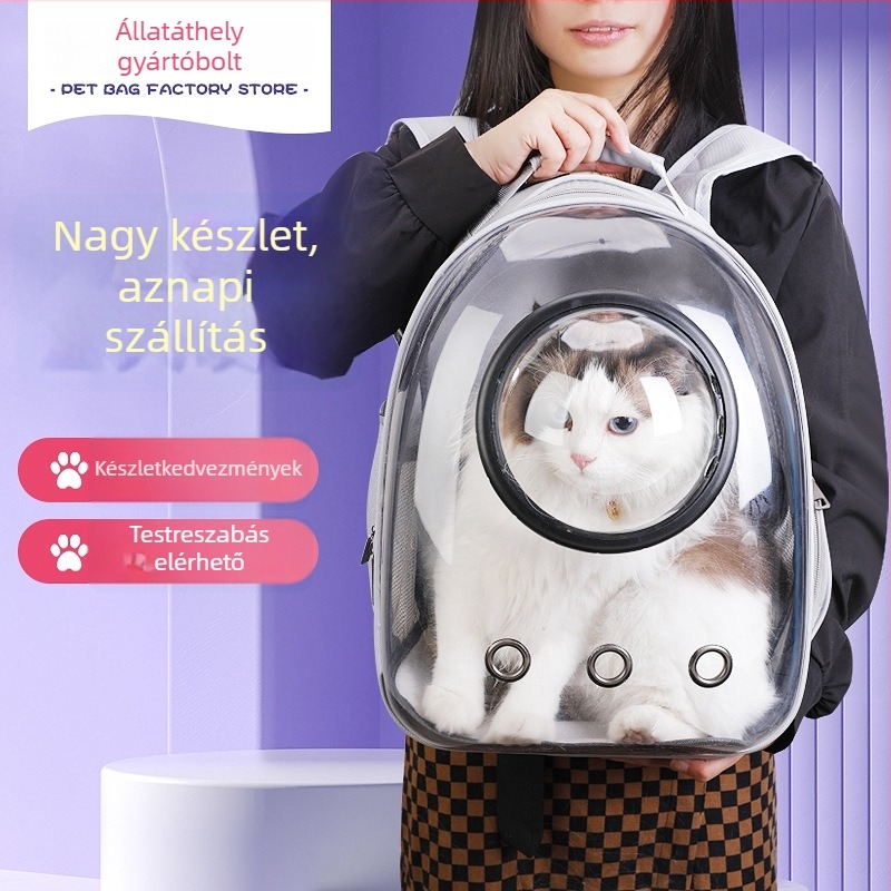 Macskák hátizsákja, átlátszó panellel, kemény burkolat, kapacitás 53, anyag: más
