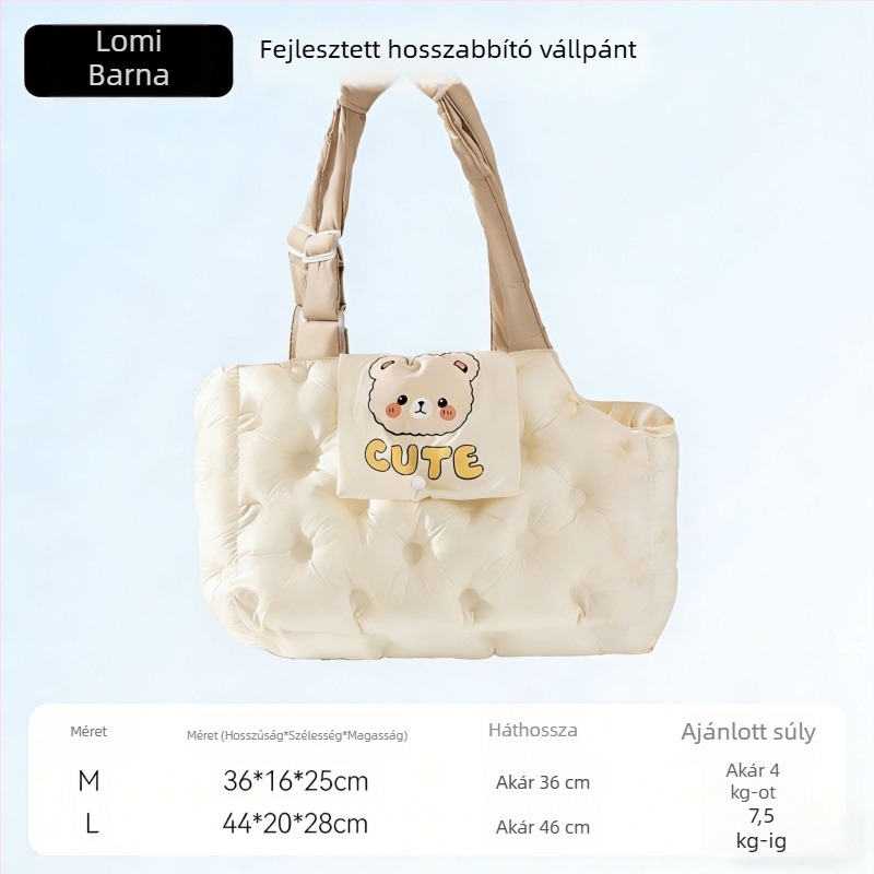 Sour Bear háziállat táska macskáknak és kiskutyáknak, puha 3D pamut töltéssel, rajzfilmszerű minta, 7,5 kg kapacitás