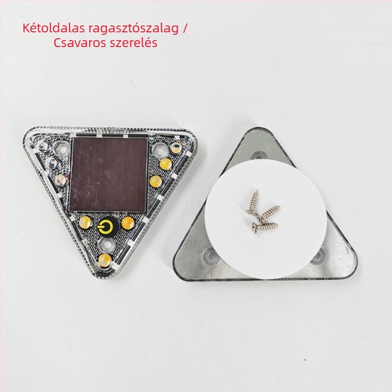 Mini háromszög alakú napelemes figyelmeztető lámpa autókhoz, vezeték nélküli, hátsó ütközés figyelmeztetés, hátsó lámpa