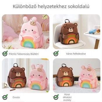 Iskolai gyerek hátizsák - légáteresztő, ultrakönnyű, kopásálló, állatmintás (medve, nyuszi) diving anyagon