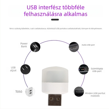Autó környezetfénye, USB-s tápegységű kerek érintéses lámpa, 3W, 5V, 2A, ABS