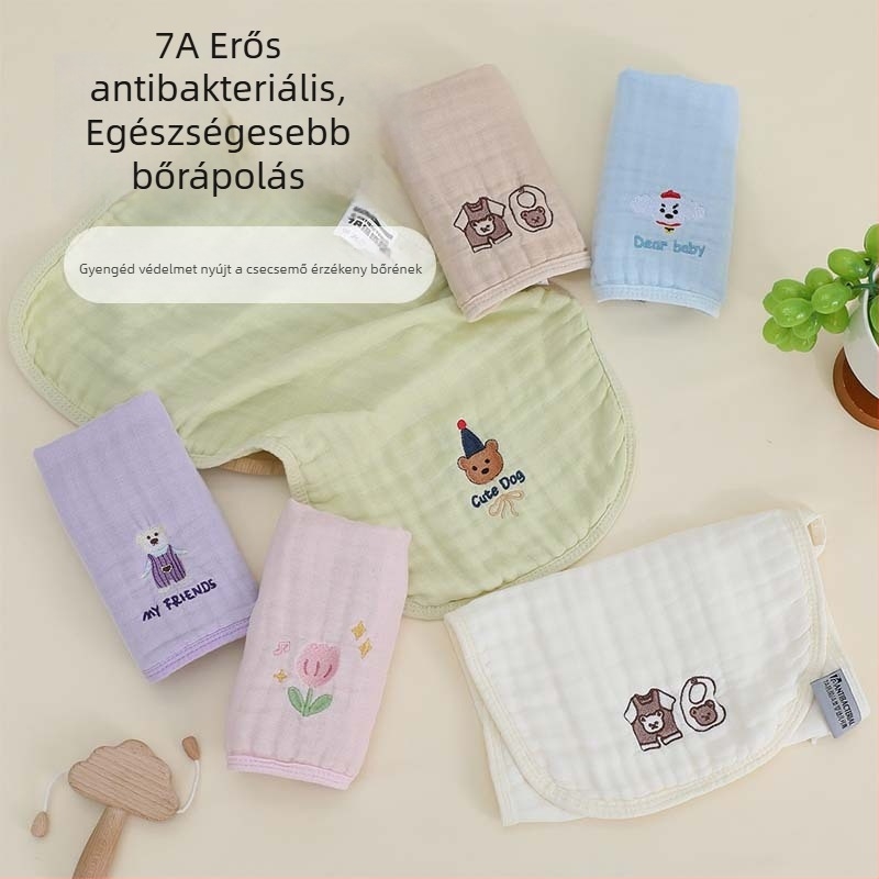 Csecsemő nyálkendő, tiszta pamut (>95%), nedvszívó, uniszex, 0–1 év, rajzfilm mintával