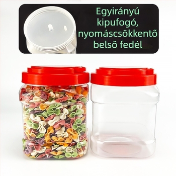 Négyszögletes lezárt műanyag mézesüveg fedővel, 1-2 L, élelmiszer-minőség