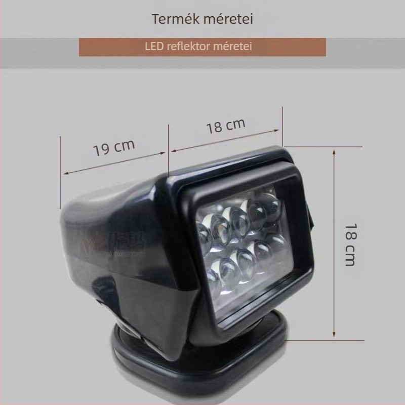 FiK 12V/24V Xenon spotlámpa járművekhez, 100W tetővilágítás, távirányítóval, vákuumos rögzítés off-road