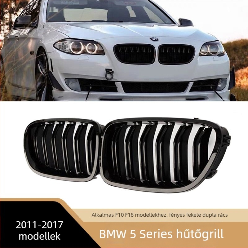 BMW 5-ös sor elülső lökhárító rács - ABS műanyag, kétvonalas dizájn, illeszkedik a 2011-2017 modellévekhez