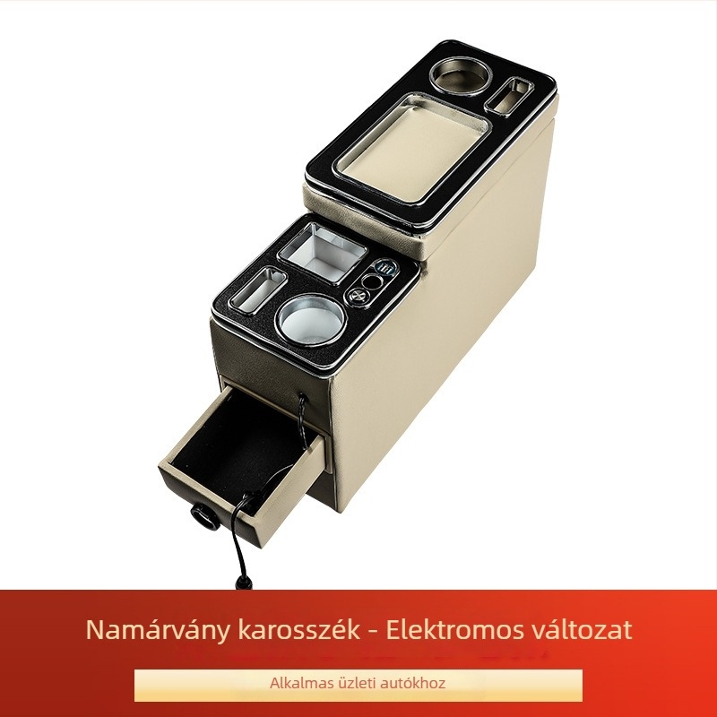 Általános járművekhez készített kartámasz tároló doboz — bőr, Inzeno, általános modell, telepítési támogatás