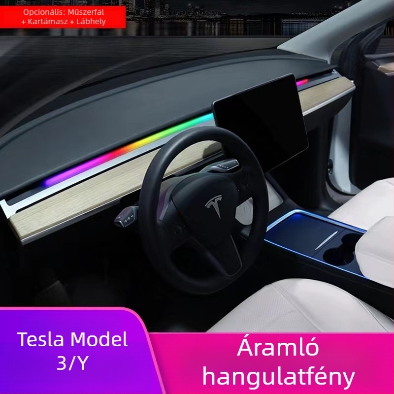 Tesla Model 3/Y központi konzol ambient világításkészlet – alkalmazásvezérlés, RGB LED, alumínium ötvözet